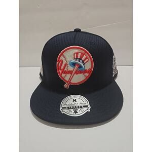 New York Yankees Logo Mitchell & Ness MLB Blue Cooperstown Fitted Hat Size 8